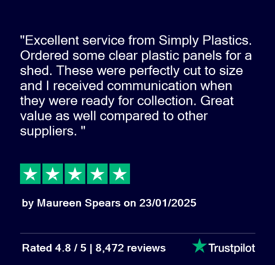 Independent review from TrustPilot - visit https://uk.trustpilot.com/review/simplyplastics.com