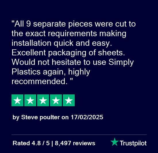 Independent review from TrustPilot - visit https://uk.trustpilot.com/review/simplyplastics.com